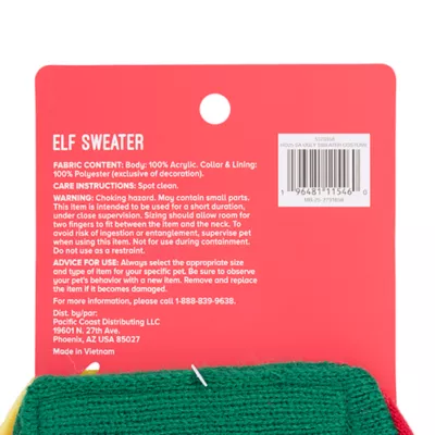 Product Merry & Bright® Small Pet Elf Sweater Holiday Costume