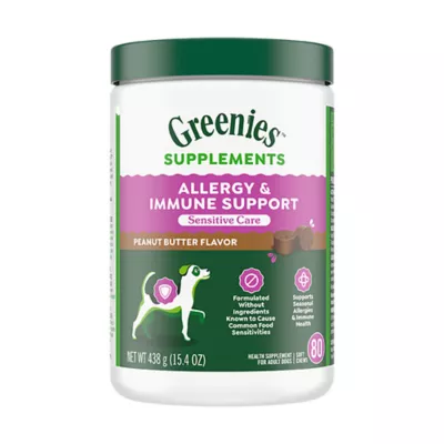 Product Greenies Allergy & Immune Support Sensitive Care Dog Supplement, Peanut Butter Flavor, 80 Count Tub
