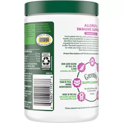 Product Greenies Allergy & Immune Support Sensitive Care Dog Supplement, Peanut Butter Flavor, 80 Count Tub