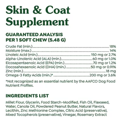 Product Greenies Skin and Coat Sensitive Care Supplement for Dogs, Peanut Butter Flavor, 80 Count Tub