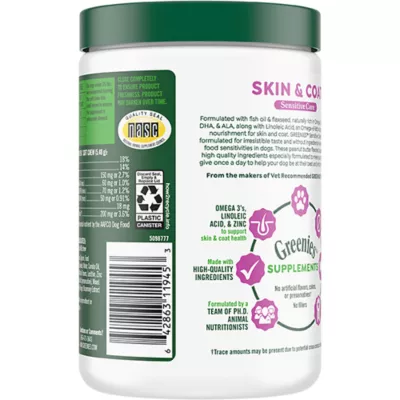 Product Greenies Skin and Coat Sensitive Care Supplement for Dogs, Peanut Butter Flavor, 80 Count Tub