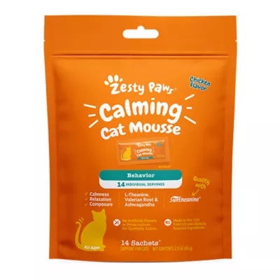 Product Zesty Paws Cat Mousse Calming, Chicken, 14 Count