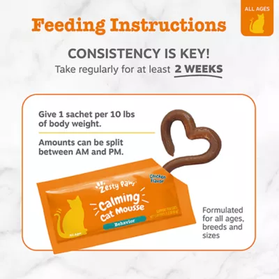 Product Zesty Paws Cat Mousse Calming, Chicken, 14 Count