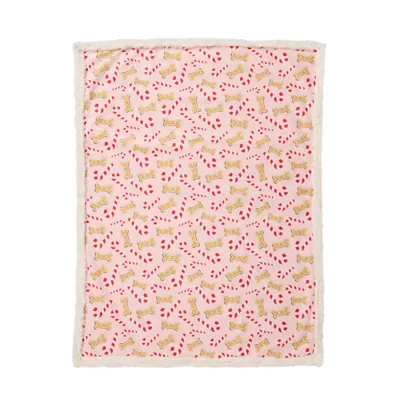 Product Merry & Bright® Pink Candy Cane Dog Blanket