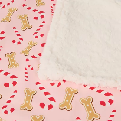 Product Merry & Bright® Pink Candy Cane Dog Blanket