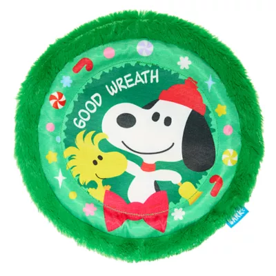 Product BARK Disc the Halls Charlie Brown Frisbee Disc Wreath Dog Toy