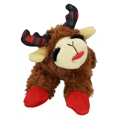 Product Multipet Brown Lamb Chop Dog Toy with Buffalo Plaid Antlers 6"