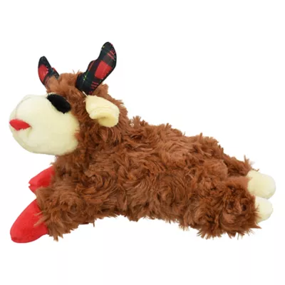 Product Multipet Brown Lamb Chop Dog Toy with Buffalo Plaid Antlers 6"