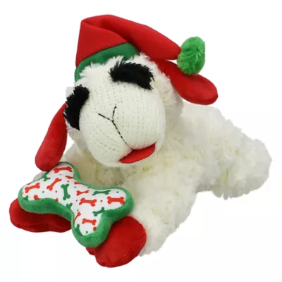 Product Multipet Holiday Lamb Chop Bone and Santa Hat 10.5"