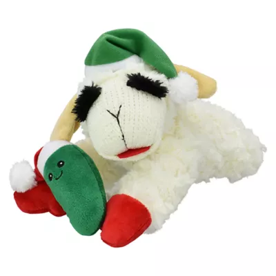 Product Multipet Holiday Lamb Chop Pickle and Santa Hat 10.5"