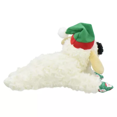 Product Multipet Holiday Lamb Chop with Red and Green Santa Hat 10.5"