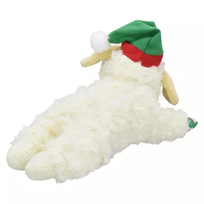 Product Multipet Holiday Lamb Chop with Red and Green Santa Hat 10.5"