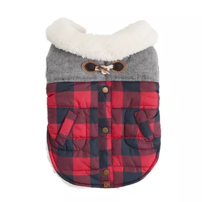 Product Hotel Doggy Dog Coat - Buffalo Check Jacket with Melton & Sherpa