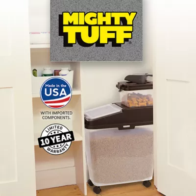 Product Mighty Tuff Dog Food Storage Container Combo, 36lb with 5qt Treat Container & Scoop - BPA Free