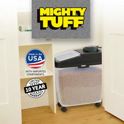 Product Mighty Tuff Dog Food Storage Container, Up to 36 lbs, with Portion Scoop, BPA Free Airtight