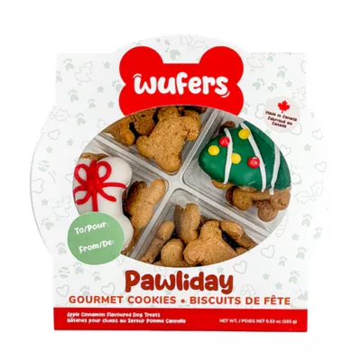 Product Wufers Dog Treats, Tree and Present Small Platter - Apple Cinnamon, 6.5 OZ