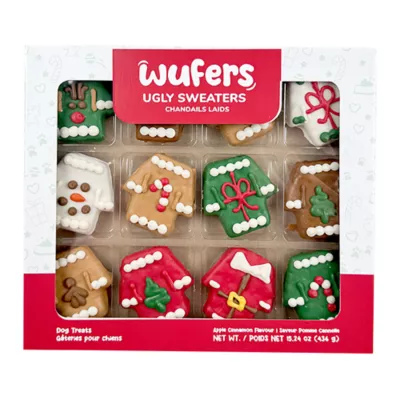 Product WUFERS Dog Treats, Ugly Sweaters - Apple Cinnamon, 15.2 OZ