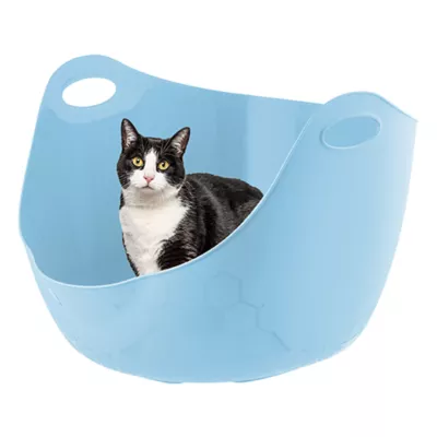 Product IRIS, Flexi Cat Litter Pan with Handles and Pour Spout, Blue