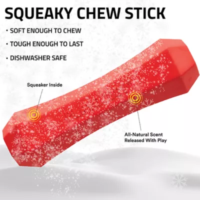 Product Playology Holiday Grandma's Gravy Scented Squeaky Chew Stick Dog Toy, Medium