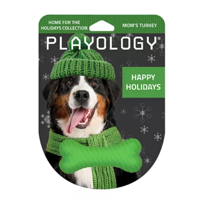Product Playology Holiday Mom's Turkey Scented Dual Layer Bone Dog Toy, Medium