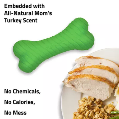 Product Playology Holiday Mom's Turkey Scented Dual Layer Bone Dog Toy, Medium