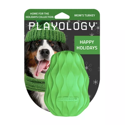 Product Playology Holiday Mom's Turkey Scented Squeaky Pinecone Dog Toy, Jumbo
