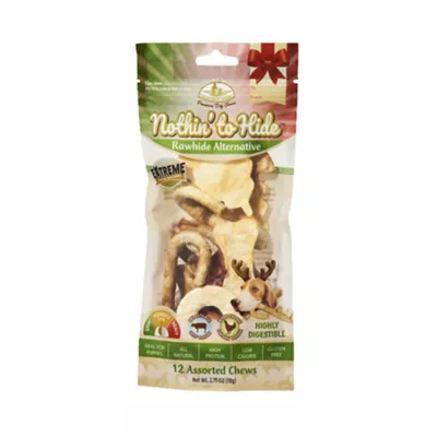Product Nothin' to Hide Dog Treats - Rawhide Alternative, Small Assorted Pack, 12 CT/218g