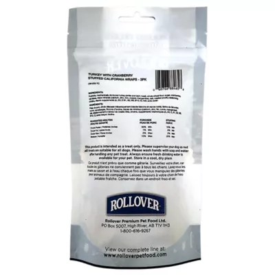 Product Rollover Dog Chewys - Turkey and Cranberry Stuffed California Wraps - 3pk