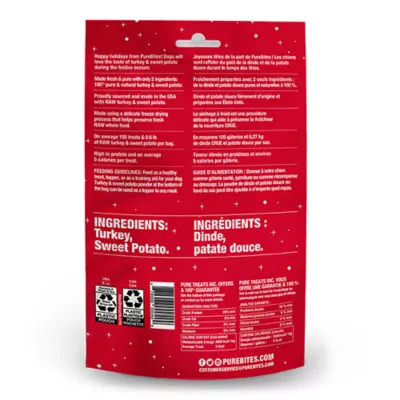 Product PureBites Holiday Freeze Dried Dog Treats, Turkey & Sweet Potato, 71g 2.5oz, Mid size