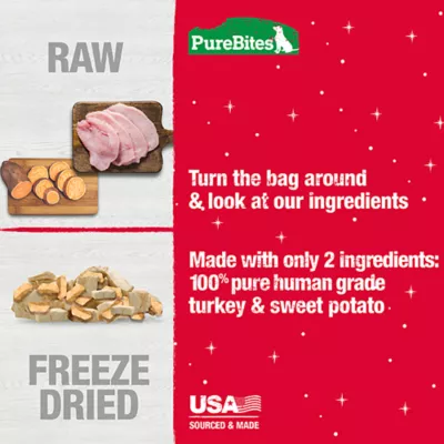 Product PureBites Holiday Freeze Dried Dog Treats, Turkey & Sweet Potato, 71g 2.5oz, Mid size