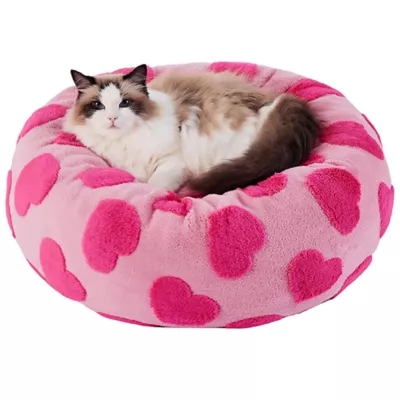 Product Lesure® Cute Donut Pet Bed for Dogs & Cats - Pink Hearts