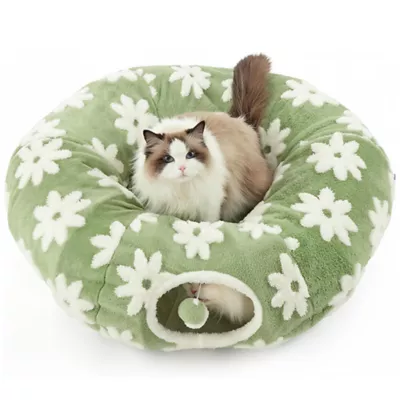 Product Lesure® Cat Tunnel Bed for Indoor Cats, Flowers