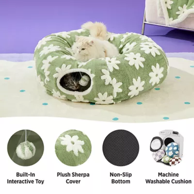 Product Lesure® Cat Tunnel Bed for Indoor Cats, Flowers