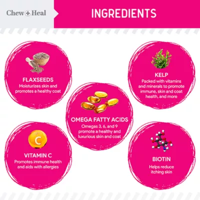 Product Chew + Heal Omega Skin + Coat Powder Supplement for Dogs