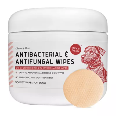 Product Chew + Heal Antibacterial & Antifungal Chlorohexidine Wipes for Dogs