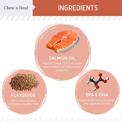Product Chew + Heal Salmon Flavored Omega Skin + Coat Supplement for Dogs