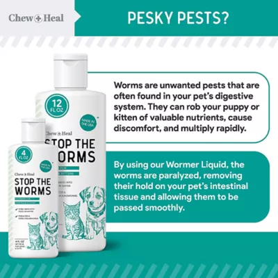 Product Chew + Heal Stop the Worms Liquid Roundworm Treatment for Puppies & Kittens