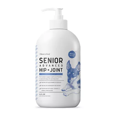 Product Chew + Heal Senior Advanced Liquid Hip & Joint Supplement for Dogs with Pump