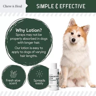 Product Chew + Heal Hydrocortisone Skin Lotion Anti-Itch First Aid Essential for Dogs
