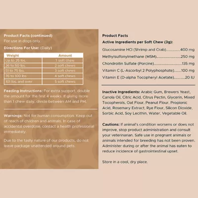 Product Chew + Heal Glucosamine Hip + Joint Peanut Butter Flavored Soft Chews for Dogs