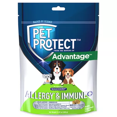 Product Pet Protect Dog Allergy & Immune+, Vet-Formulated Seasonderm, Soft Chews, 60 Count