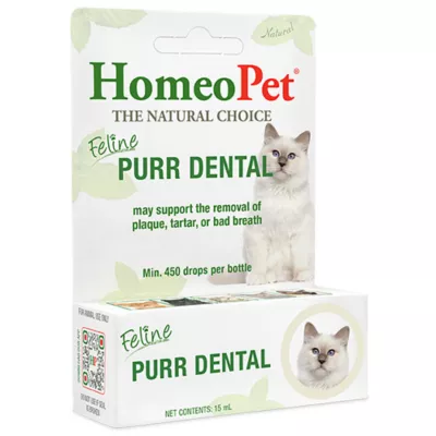 Product HomeoPet Feline Purr Dental Cat Supplement, 15mL bottle