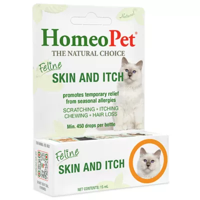 Product HomeoPet Feline Skin & Itch Cat Supplement, 15 ml bottle