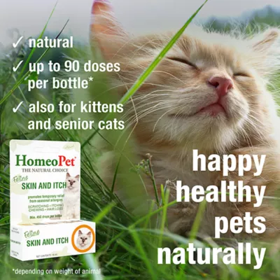 Product HomeoPet Feline Skin & Itch Cat Supplement, 15 ml bottle