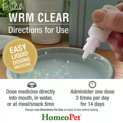 Product HomeoPet Feline Worm Clear Cat Supplement, 15 ml bottle