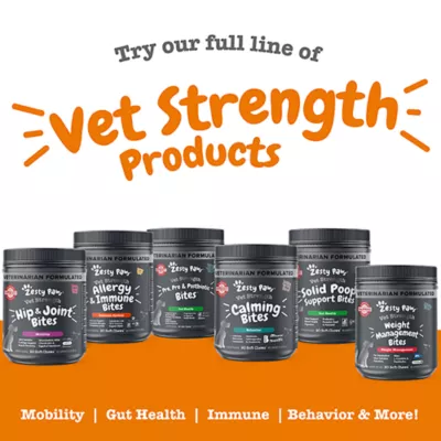 Product Zesty Paws Vet Strength Solid Poop Support Bites for Dogs, Chicken, 90 Count