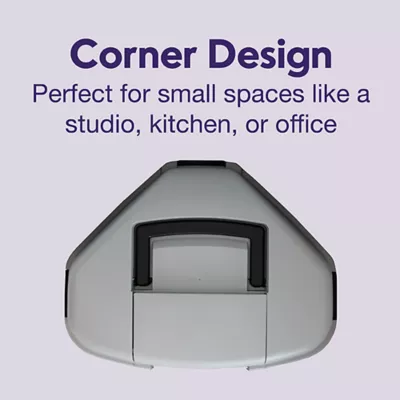 Product Litter Genie, Corner Enclosed Cat Litter Box with Scoop & Handle, Gray/Black