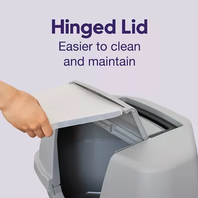 Product Litter Genie, Corner Enclosed Cat Litter Box with Scoop & Handle, Gray/Black