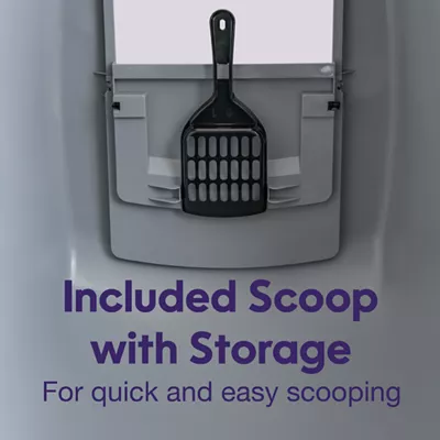 Product Litter Genie, Corner Enclosed Cat Litter Box with Scoop & Handle, Gray/Black