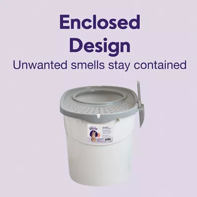 Product Litter Genie, Top Entry Enclosed Cat Litter Box with Scoop, White/Gray